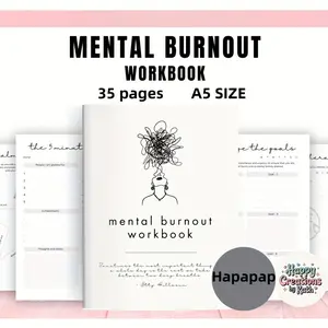 3-In-1 Mental Fatigue Workbook, Stress Management Journal & Mood Tracker, A5 Size (8.3x5.8 Inches), Daily Weekly Monthly Charts