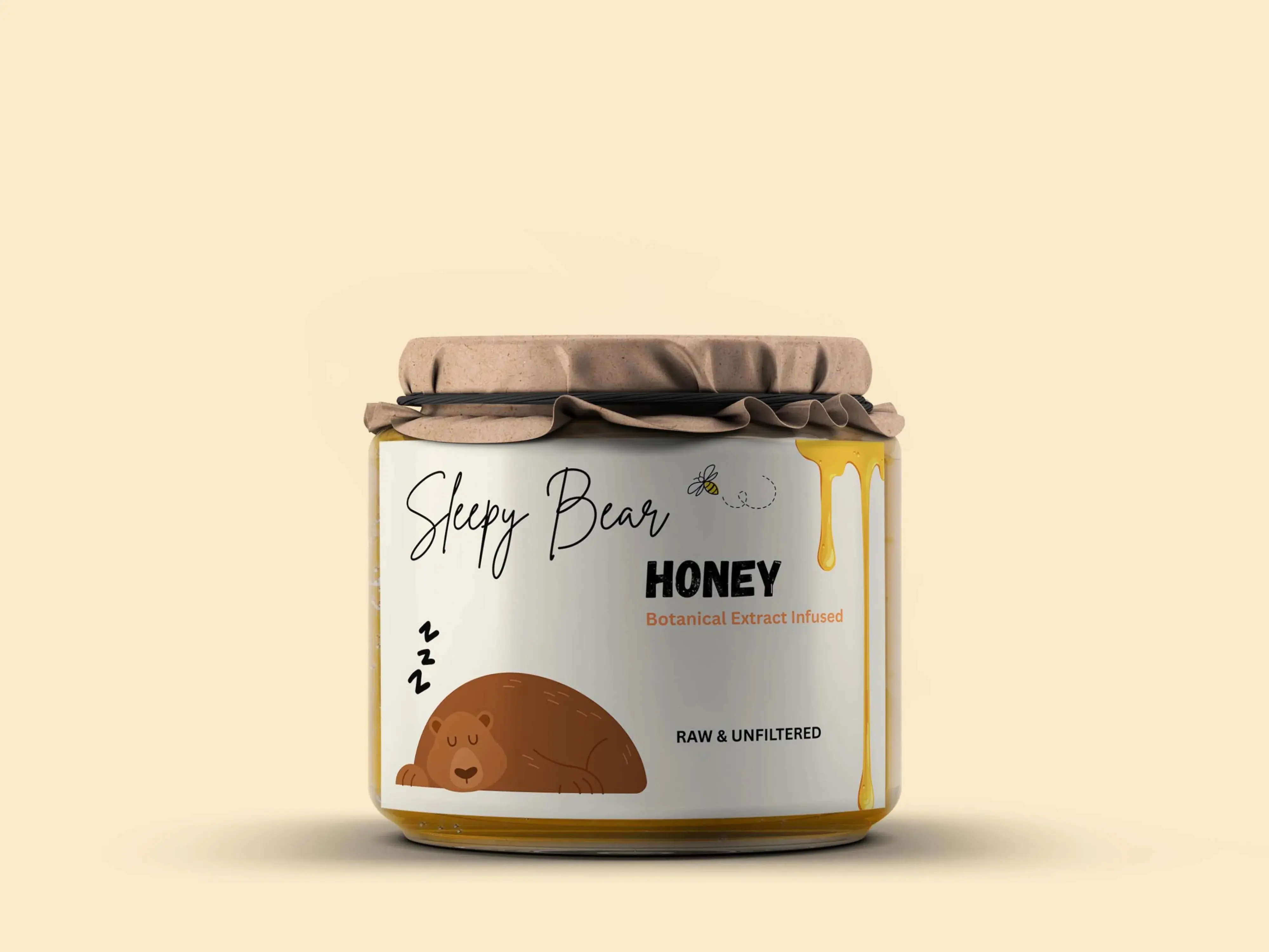 Sleepy Bear Raw & Unfiltered Honey - Botanical Extract Infused - 100% Natural & Pure - 100g Jar