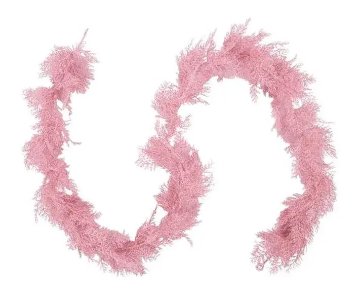 6' Glitter Snow Arborvitae Garland – Pink