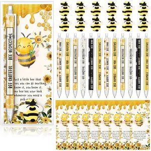 30 Sets Inspirational Bee Gifts Bulk 6 Styles 0.7 mm Motivational Mechanical Pencils with Erasers Positive Cards Fall Bee Party Favors for Student Teacher Coworker Office Supplies