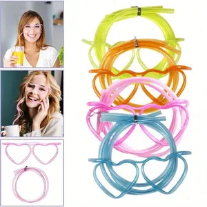 8 Pieces Colorful Reusable Silly Straw Glasses - Fun Party Eyewear for Adults & Youngsters, 4 Vibrant Colors (Orange, Pink, Green, Blue), Durable PETE Plastic, Perfect for Birthdays, Events & Gatherings