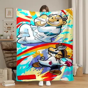 Mario Doctor Flannel Blanket, Soft Warm Nap Blanket, Multi-Purpose for Sofa, Office Bed, Camping, Travel, All Seasons Gift