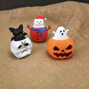 Fidget Squishy Toys Bundle - Christmas Snowman, Halloween Pumpkin/Skull & Bat - Festive & Animal Themed Squishies for Stress Relief Festival Gift Birthday Gift Children's Gift Decoration for Festival Atmosphere