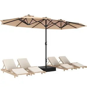 [Adjustable Tilt and Double Sided] 15FT Cantilever Patio Umbrella with Base, Heavy Duty Large Outdoor Sunshade Umbrella for Pool, Patio, Backyard, Outdoor Furniture, Garden Furniture, Summer