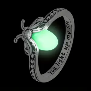 925 Sterling Silver Luminous Firefly Ring Female Ring Suitable for Valentine's Day Anniversary Gift