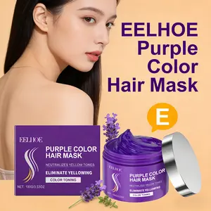 EELHOE Purple Color Hair Mask - Yellow Remover Color Locking Moisturizing Hydrating Repair Keratin Hair Mask Moisturizer for Dyed Hair Haircare