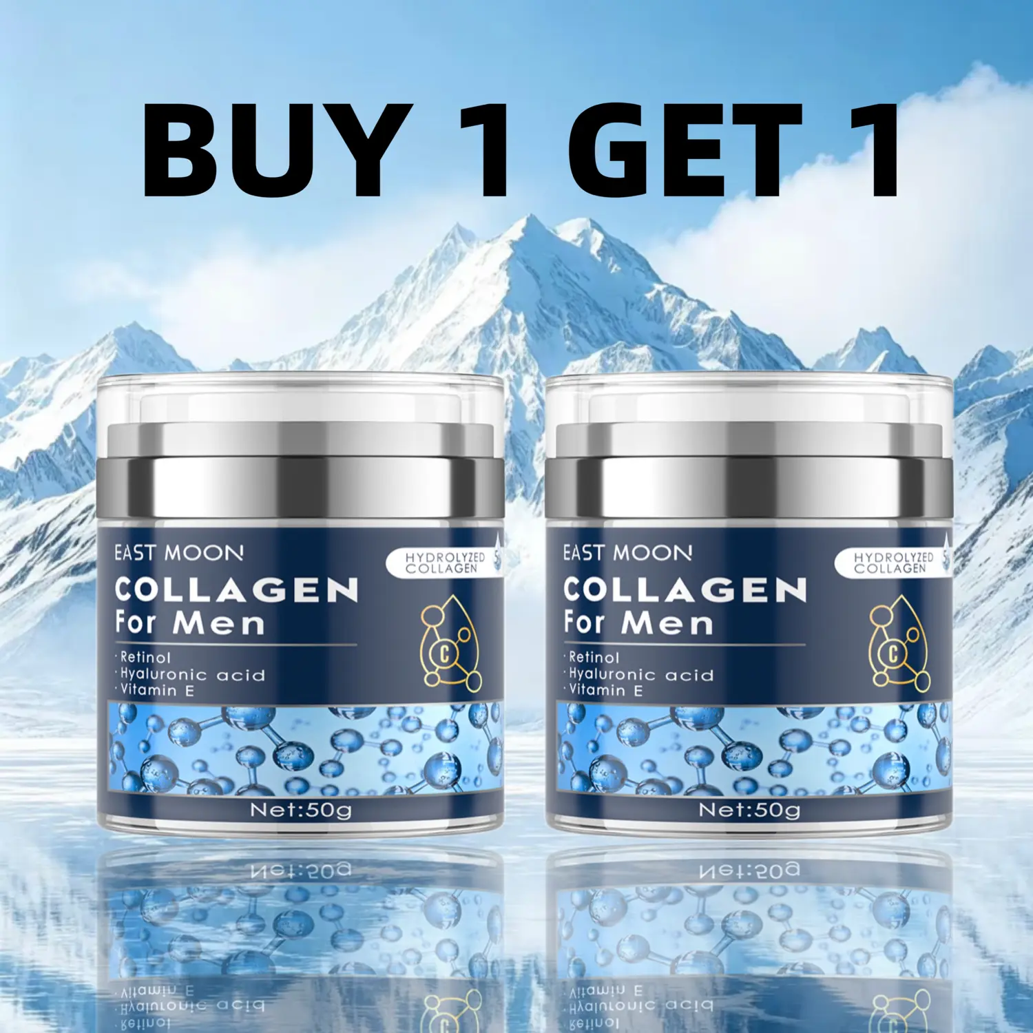 BUY 1 GET 1 Collagen Men's Anti-Aging Wrinkle Cream, Men's Face Moisturizer Cream 50g*2, Skin Firming and Tightening Lotion, Firming Hyaluronic Acid Moisturizer Father'sdaygift Daily Gentle Repair Retinol facial hydrate moisture smooth  Face