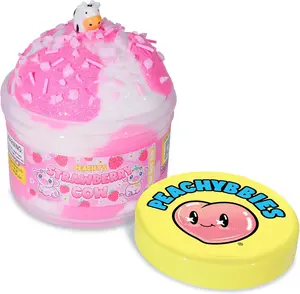 Peachybbies Strawberry Cow Cloud Slime - Made in USA Premium, 100% Authentic, 7 oz., Scented for Kids, ASMR, Slime Charms, Fidget Toys