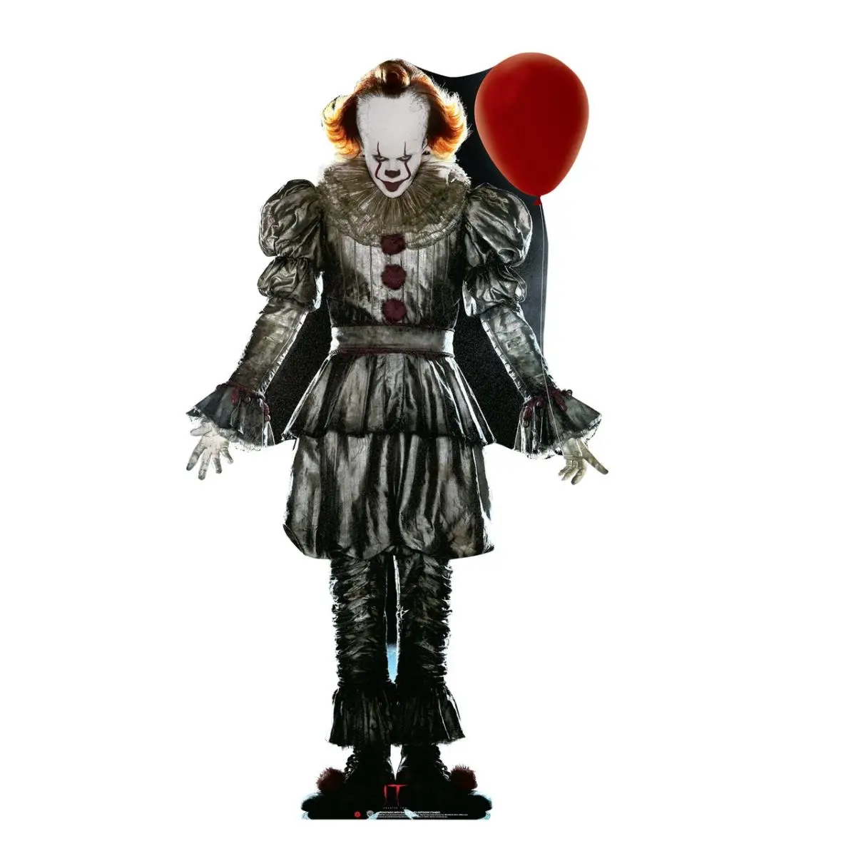 68x37 in. Pennywise Clown Outdoor Cardboard Cutout with Balloon, Halloween Photo Decor