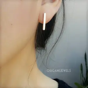Long Bar Earrings • Silver Dangle Stud • Helix Line Piercings • Gold Line Lobe Studs • Minimalist Wedding Bar Jewelry • Bridesmaids Gifts