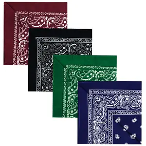4 Pack 100%  polyester Bandanas 22x22 inches - Multi-Purpose Square Scarfs for Men & Women, Headbands, Face Cover