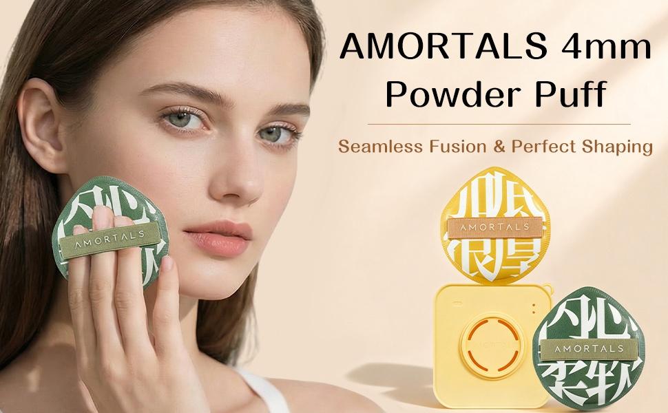AMORTALS 2PCS Makeup Puff Set with Free Storage Case, Dry Pad Powder Puffs, Soft Long-Lasting Blender Sponge for Cream Foundation, Easy Flawless Makeup Application