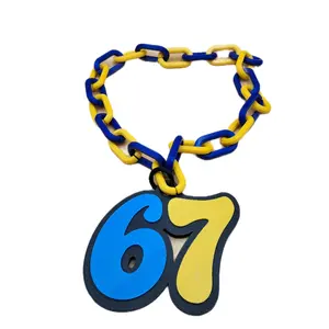67 Hype Chain - Blue and Yellow Number 67 Pendant with Durable Links for Trendy Accessories