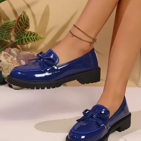 Women's Fashionable Glossy Finish Loafers, Slip On Style Casual Comfortable Lightweight Platform Shoes for Daily Wear, All-match Commuter Shoes for Work & Daily, Flats Shoes, Casual Flat Footwear, Girl, Easy Breezy Loafers