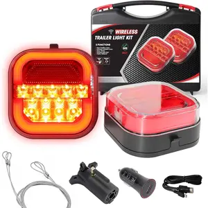 Wireless Trailer Lights for Towing - Rechargeable LED Tail Light Kit for Tow Truck, Magnetic Fixed Anti-lost Wire Rope, Waterproof for Boat Utility RV Camper Jet Ski Caravan Left Driver Side Tacoma Tail Light Housing suction base Led Beacon Vehicle