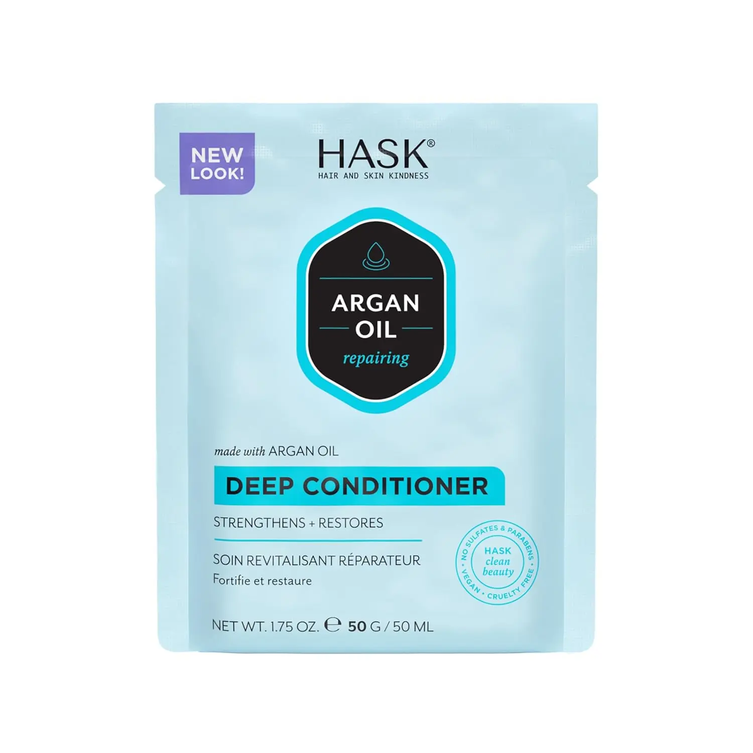 Hask Pure Argan Oil From Morocco Repairing Deep Conditioner - Haircare Treatment, Cream Texture, Hydrating Formula for Damaged Hair, Bleach Damage Restore & Smooth, 1.75 oz