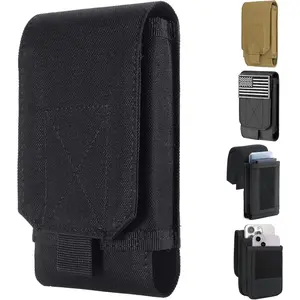 Black Army Camo Molle Bag for Mobile Phone, Belt Pouch Holster Cover Case for  17 Pro Max/ 16 Pro Max/ 15 Pro Max/ 14 13 12 Pro Max/ 16 15 14 Plus