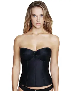 Dominique Juliette Backless Strapless Longline Bridal Bustier Bra #8950 - Full Support & Shaping for Wedding & Formal Dresses - Invisible Under Gowns - Women's Lingerie - Black