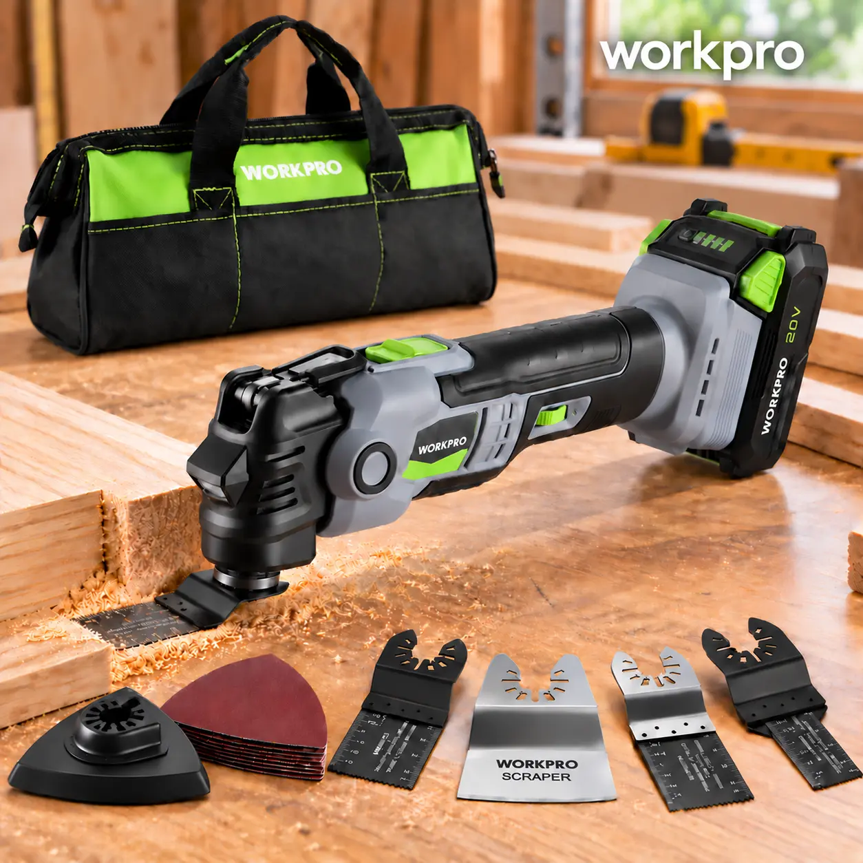 WORKPRO 20V Brushless Cordless Oscillating Multi-Tool Kit