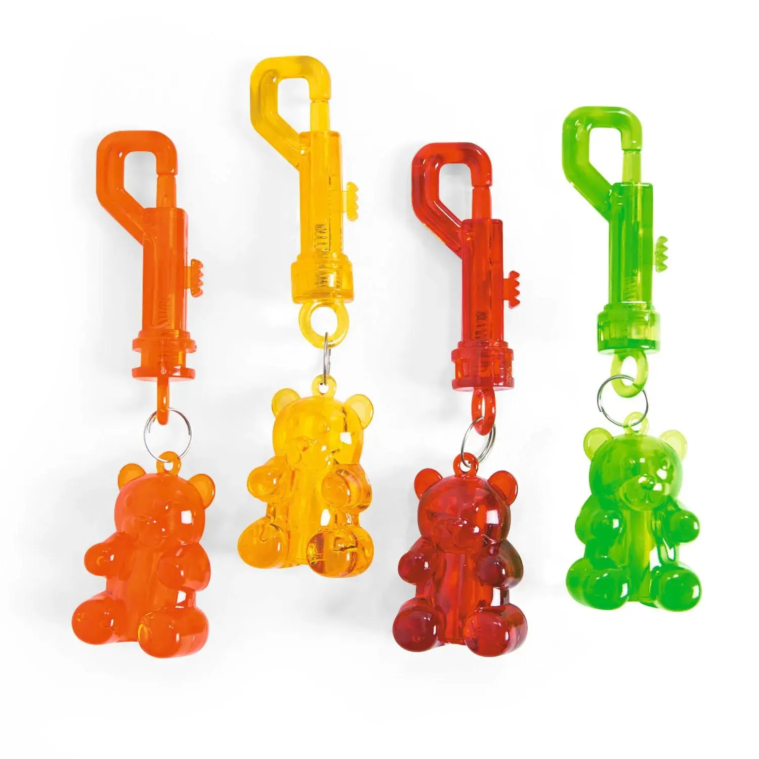 Gummy Teddy Bear Backpack Clip Keychains - 12 Pc.