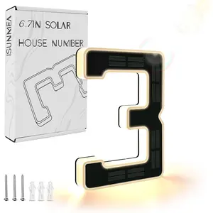 6.7 Inch Lighted Numbers for Outside, Light Up Waterproof LED Address Signs for Houses, Backlit Illuminated Exterior Numbers Light (3-Black, 6.7IN)