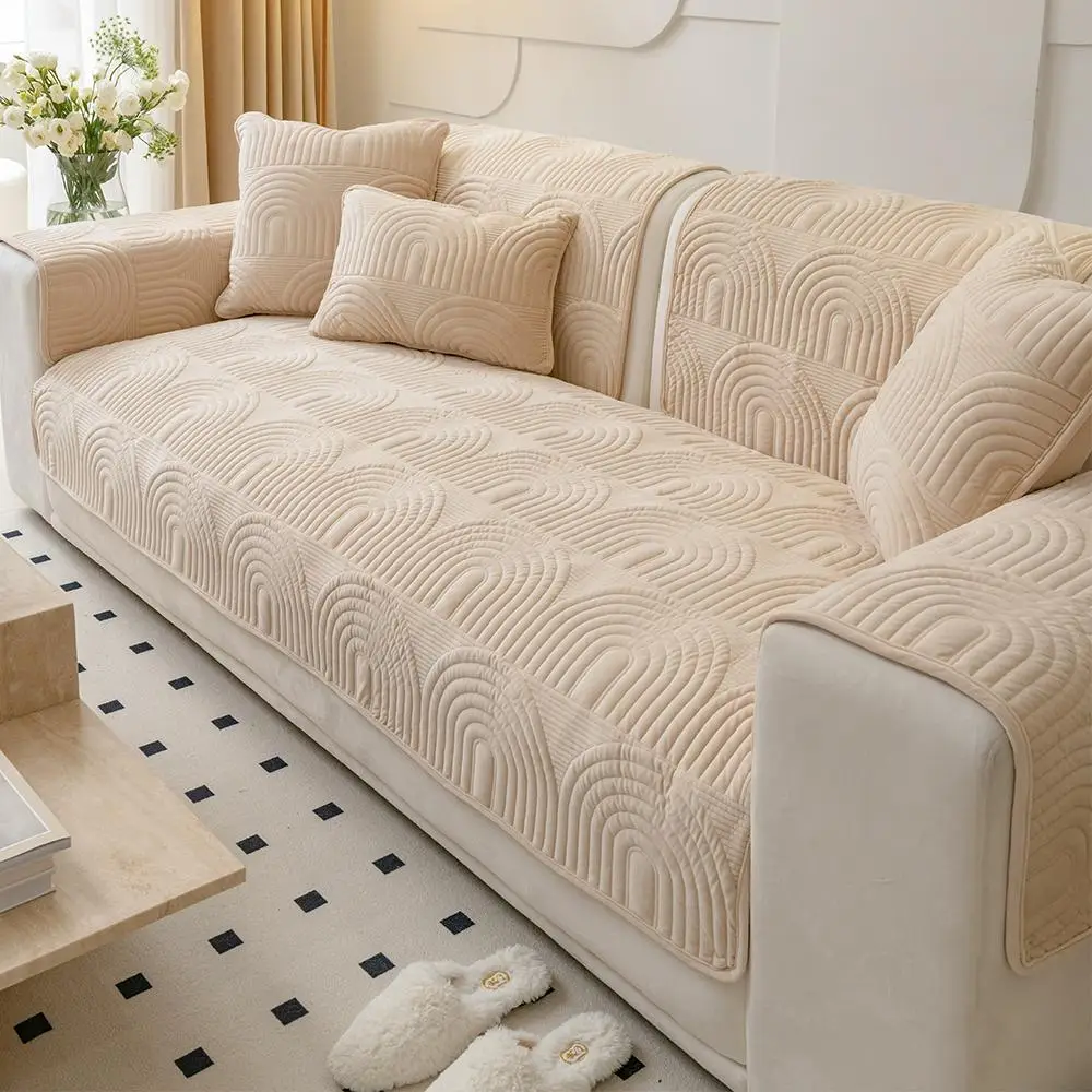 Solid Color Sofa Cover, 1 Count Non-slip Soft Comfortable Sofa Towel, Sofa Protector for Home Living Room Bedroom