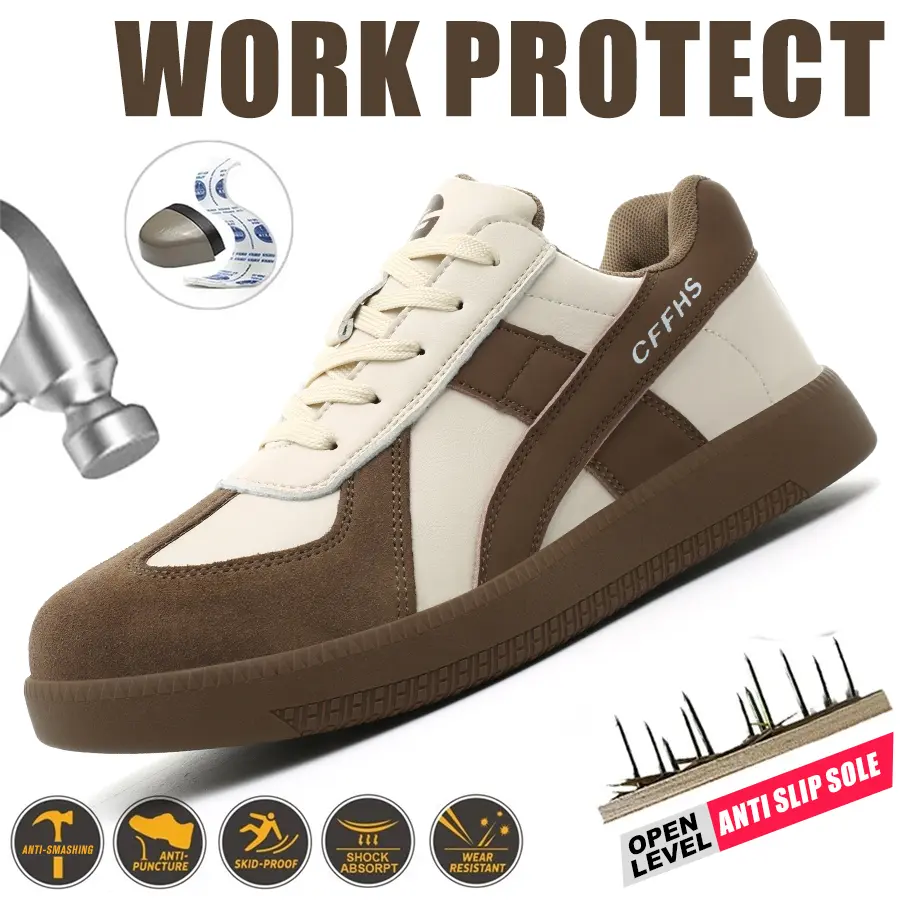 Women's Lace Up Front Safety Shoes, Work Protective Shoes, Lightweight Comfortable Anti-smash and Anti-puncture Shoes, Breathable Non-slip Work Shoes for Women, Safety