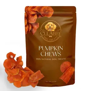 Ellabby Pumpkin Chews 12oz - 100% All Natural Gently Dehydrated Pumpkin Slices for Dogs, Grain-Free, Low Calorie, High Fiber, Digestive Support, Crunching Slices