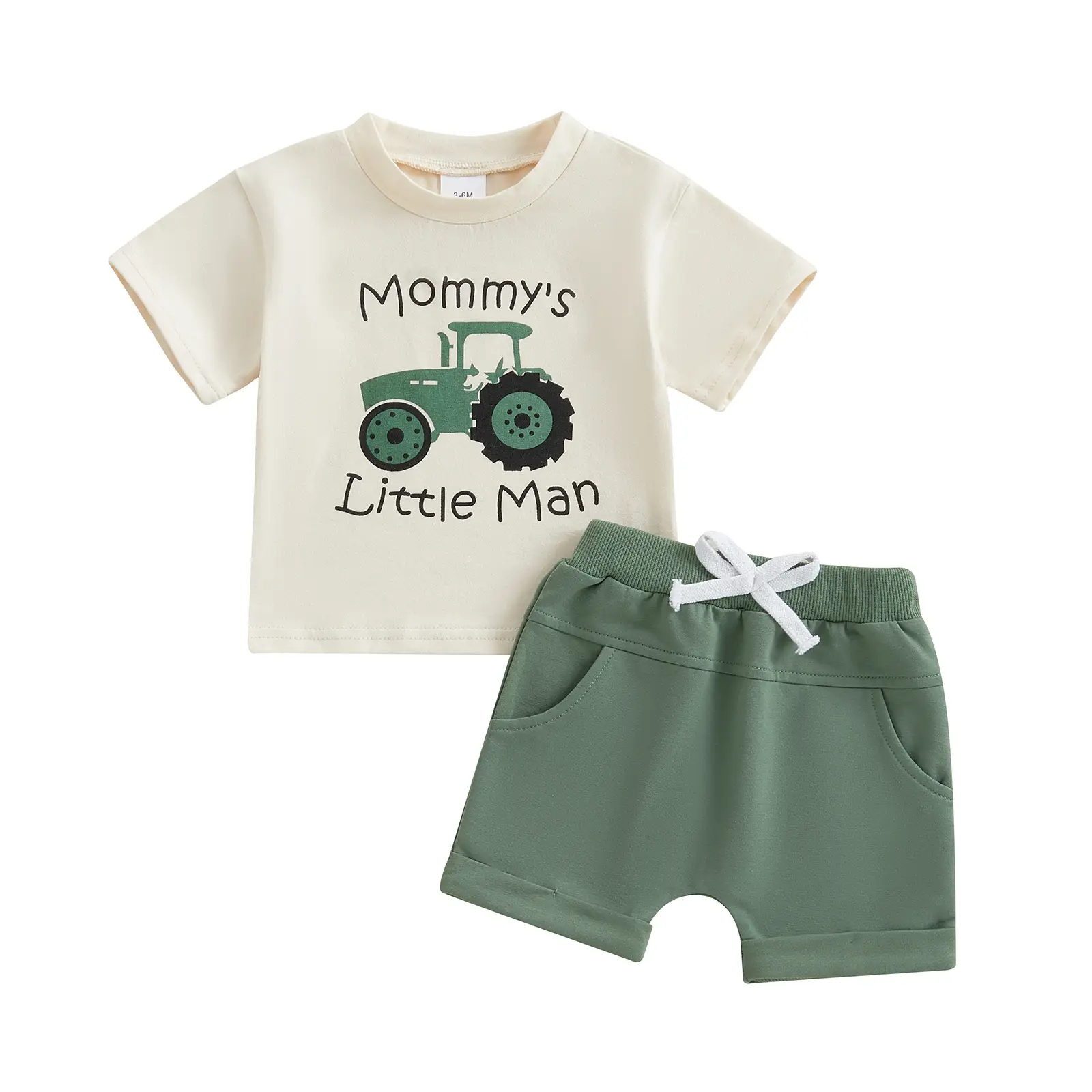 Toddler Baby Boy Summer Clothes Infant Tractor Letter Print TShirt Shorts Set Newborn Short Sleeve Round Neck Tops Shorts Outfit Country Clothing Sets