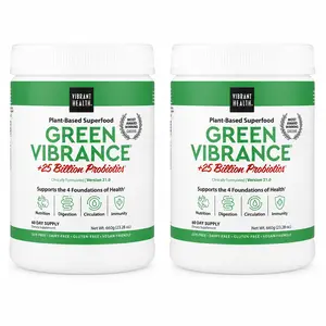 LOT OF 2 VIBRANT HEALTH Green Vibrance Powder 60 Servings 23.83 oz EXP2027+ NEW
