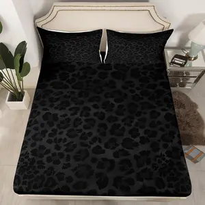 Leopard Fitted Sheet for Kids Boys Girls Animal Print Bedding Set Black Cheetah Bed Sheet Set Bedroom Decor Leopard Fur Print Bed Cover Safari Bed Set