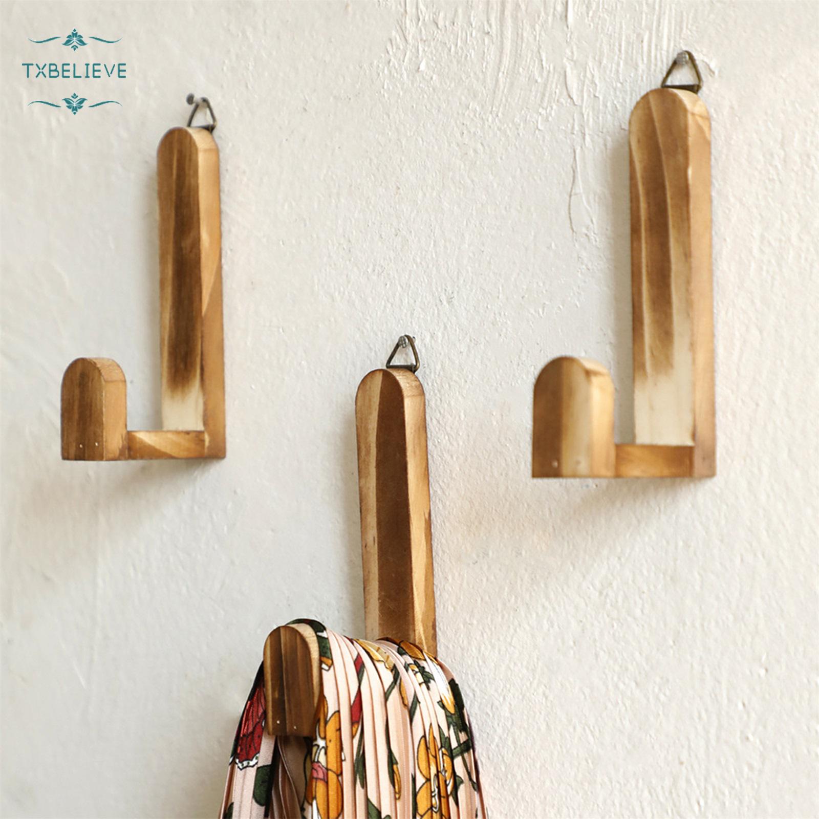 Rustic Wooden Wall Hook, Handmade Bohemian Coat and Hat Hanger for Entryway, Bedroom, Bathroom - Decorative Mounted