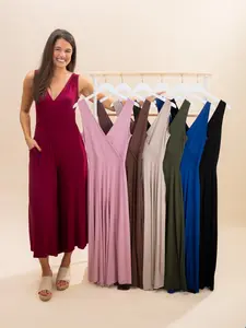 Zenana Surplice Neckline Sleeveless Jumpsuit | S-XL *Final Sale*