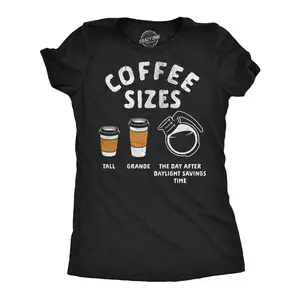 Womens Funny T Shirts Coffee Sizes Tall Grande The Day After Daylight Savings Time Sarcastic Tee For Ladies Funny Womens T Shirts Cute Vintage Fashion Casual Ladies T-Shirt Gift Funny Coffee Top Women's Novelty Black -