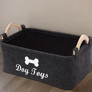 Durable Felt Pet Toy Storage Box, 1 Count Collapsible Dog Toy Basket, Home Organizer for Living Room Bedroom, Foldable Stackable Organizer, Home Supplies