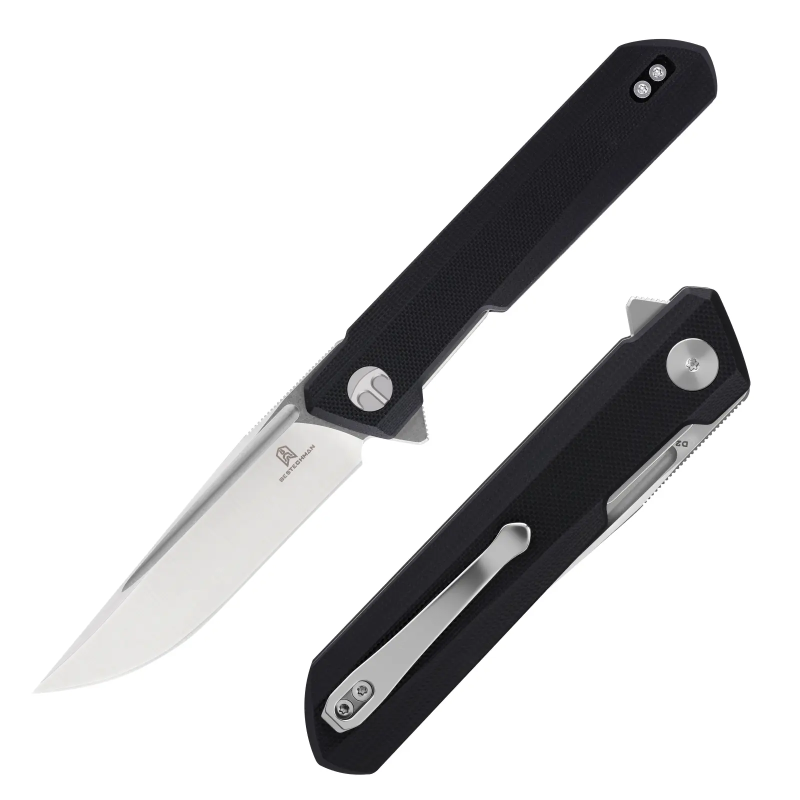 D2 Steel Blade Folding Knife with G10 Handle - BESTECHMAN EDC Pocket Knife for Outdoor, Camping, Hiking, Survival and Tactical Use