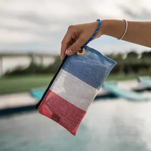 Liberty Red White & Blue Upcycled Mesh Clutch