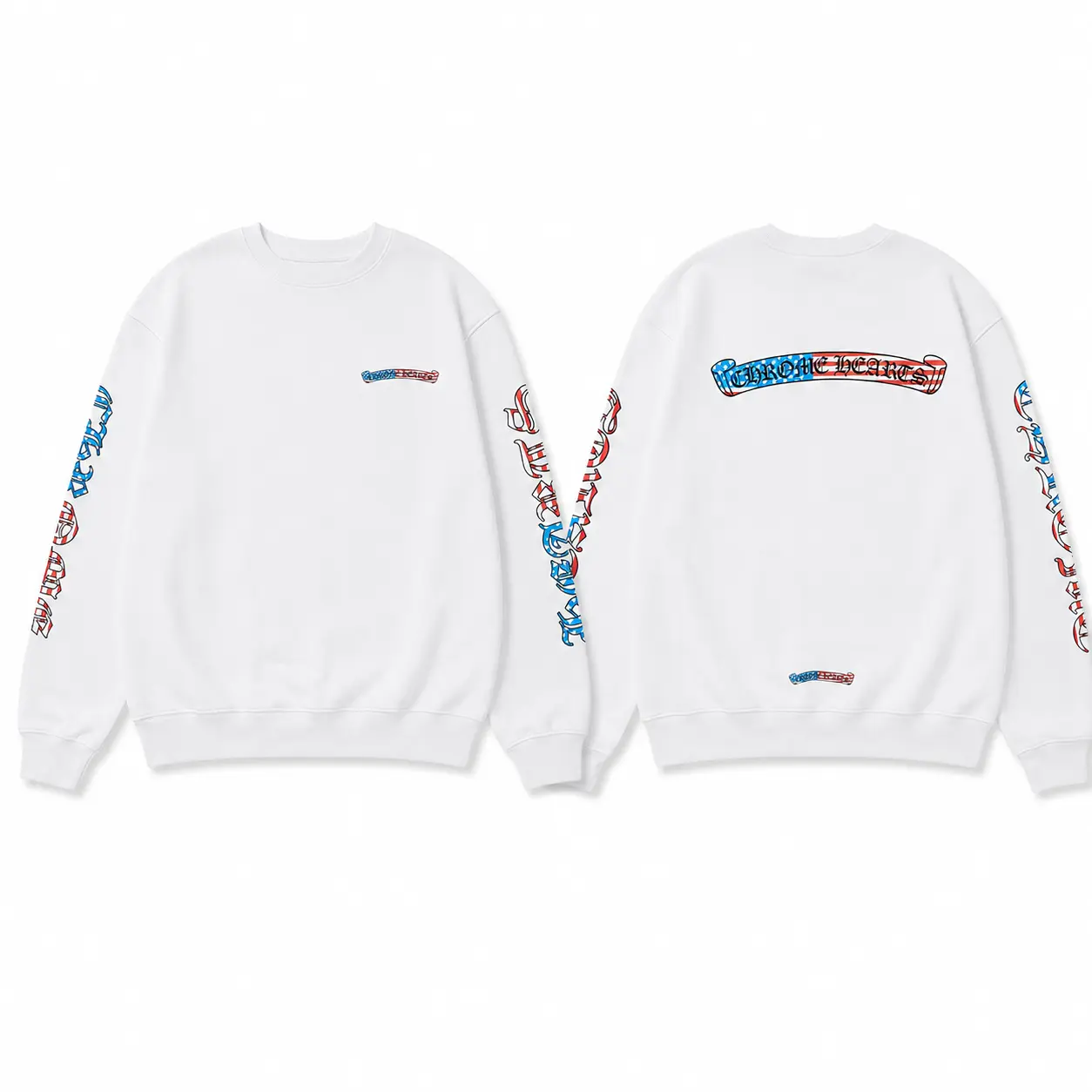 Chrome Hearts White American Flag Logo Sweatshirt