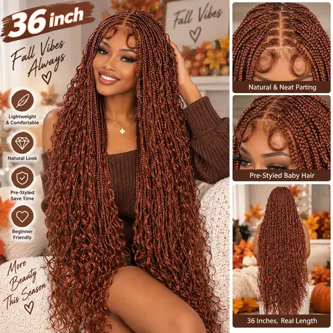 SuperNova #350 36” Bohemian Box Braided Wig - Full Lace, Premium Synthetic Fiber | Wavy, Lightweight & Comfortable | Perfect for Any Occasion #Halloween #TikTokShopStockUp #DealsForYouDays Synthetic Twists Wigs Synthetic Wavy Hair #Sohochic