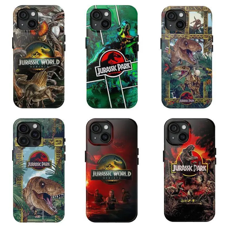 Jurassic World Dinosaur Themed Custom Polycarbonate & Rubber iPhone Casing - Dual-Layer, Shockproof, Protection-Focused Cover for iPhone 11-17 Plus Pro Max Mini, Movie Fan Mobile Accessories with Resistance, Iphone 17, Gloss Finish