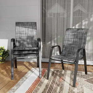 Toauuo Set of 4 Outdoor Teslin Fabric Chairs, 350lbs Weight Capacity Ergonomic Lumbar Support Chairs, Waterproof Rustproof Metal Frame, Modern Wide Seat Furniture for Patio Restaurant Banquet Commercial Use
