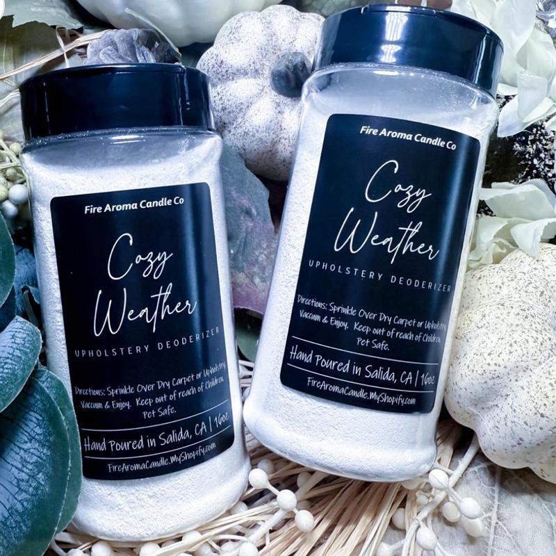 Fire Aroma Candle Co Cozy Weather Carpet & Upholstery Deodorizer - Autumn Leaves Scented Cleaner with Mint, Fruits, Oakmoss & Musk