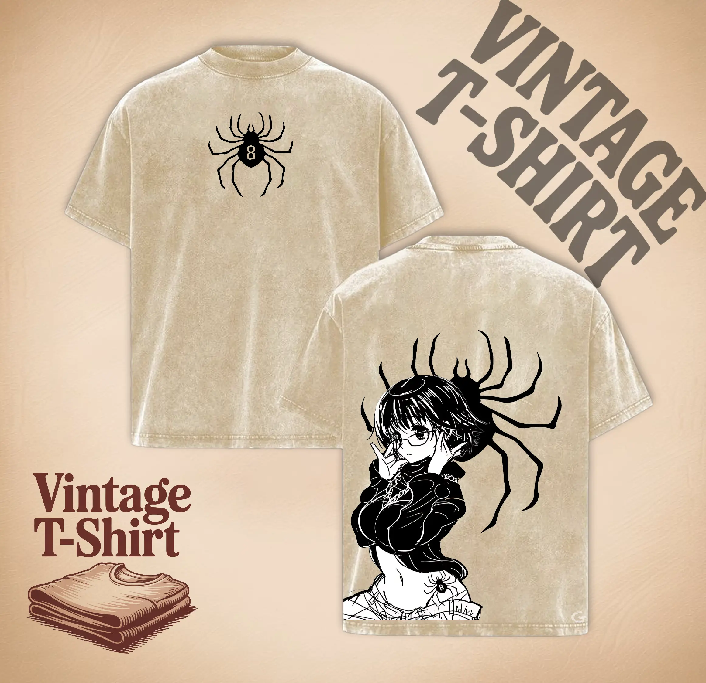Shizuku HxH Anime Double Printed Vintage Washed Tee Unisex