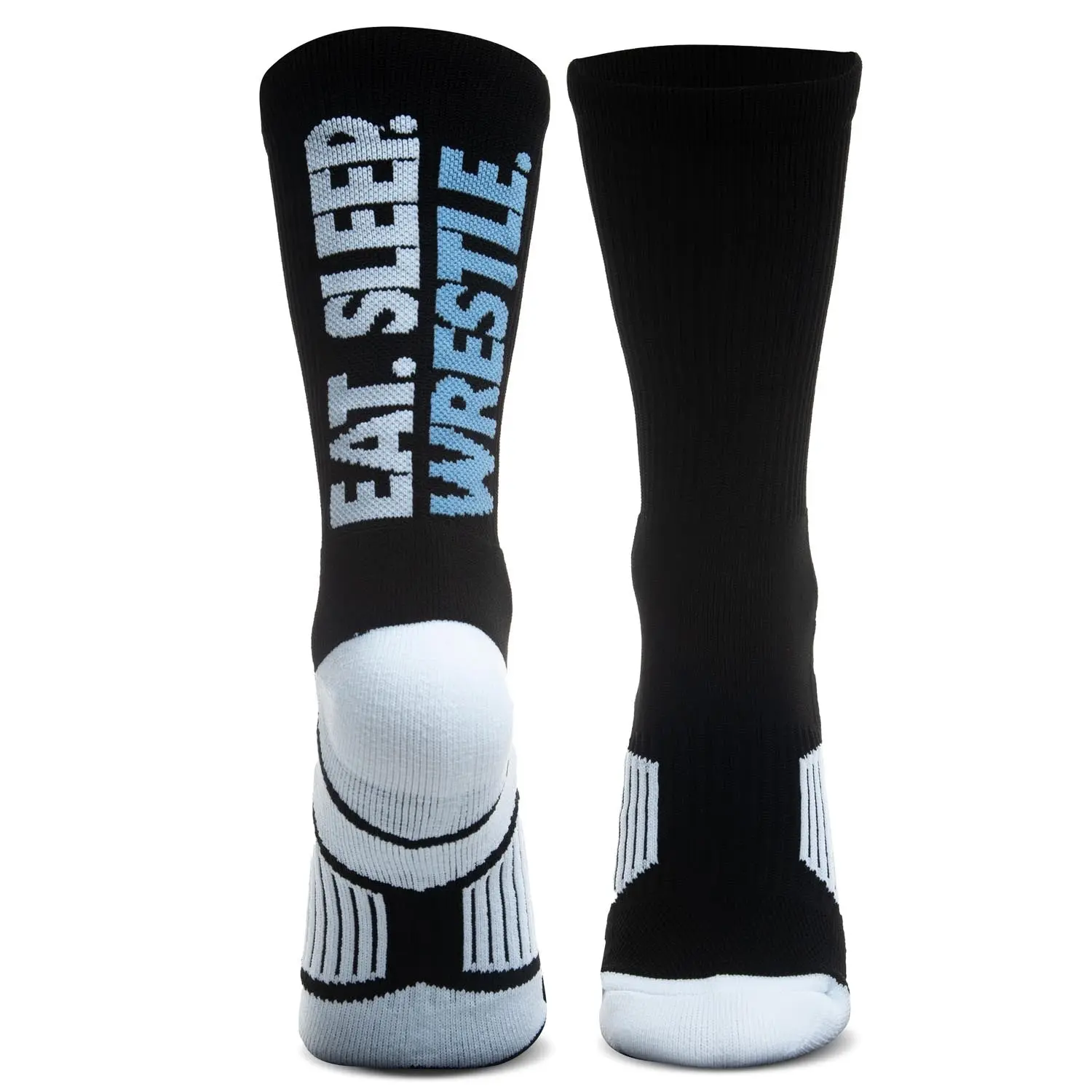 Men's Athletic Wrestling Socks - Adult Calf-High Crew Style with Cushioning, Arch Support, 'Eat, Sleep, Wrestle' Graphic, Moisture-Wicking Activewear for Daily Activities & Any Occasion