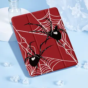 Spider Pattern Tablet Case with Pen Slot Design, Tri-fold Bracket Tablet Protective Cover, Tablet Protector for iPad