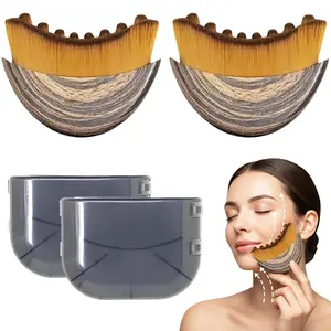 2PCS Lymphatic Contour Face Brush, Lymphatic Drainage Brush, Gentle Facial Sculpting for Jawline & Cheeks, Ergonomically Designed to Fit The Skin Precisely