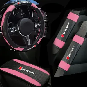 Car Interior 4-Piece Set, Includes Steering Wheel Cover, Console Pad, Suitable for Sedan and Suv, Universal Car Accessories, Car Accessories Kit