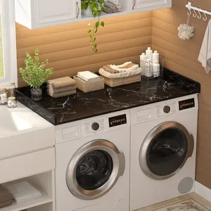54" x 27.5" Laundry Countertop for Washer and Dryer with Non-Slip Pads，Wood Shelf Topper for Storage and Organization with Round Corner Edge Rails