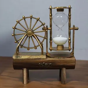 Vintage Ferris Wheel Hourglass Ornament, Decorative Table Piece, Wooden Base, Ideal for Home, Room, Living Room Decor, Holiday Gift
