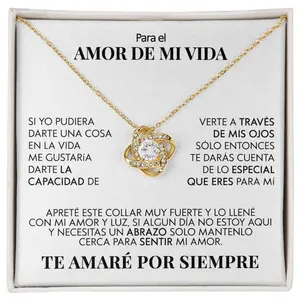 A Unique Gift PARA EL AMOR DE MI VIDA / Love Knot Necklace Message Card, Spanish